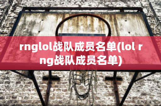 rnglol战队成员名单(lol rng战队成员名单)